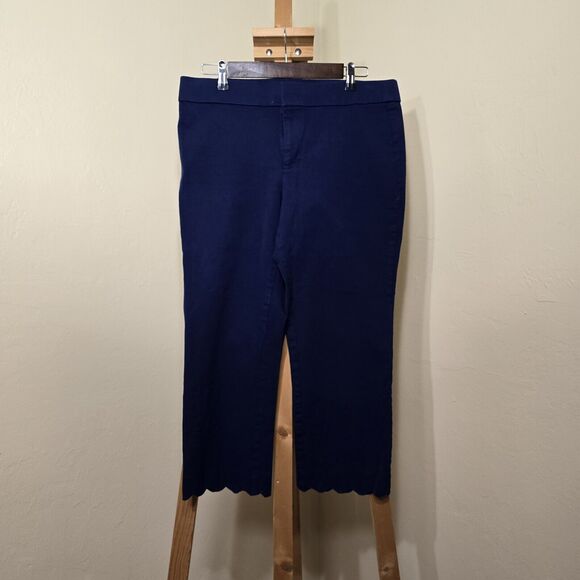 Rafaella Womens Blue Flat Front Capris With Scallop Hem. Size 12P - Picture 1 of 2